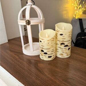 Rustic Birch LED Candles & lantern